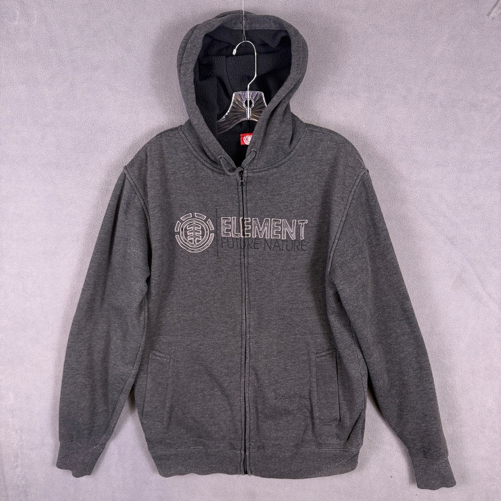 VTG Y2K‎ Element Skate Mens Hoodie Full Zip Sweatshirt Gray Skateboarding